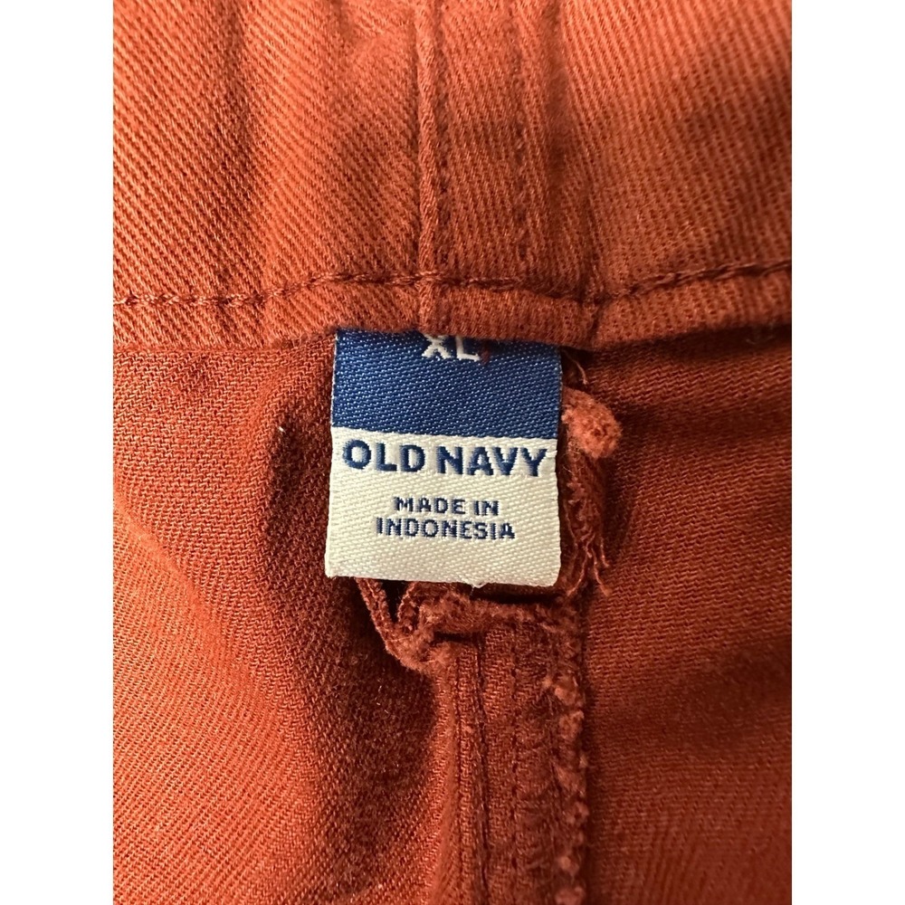 OLD NAVY Womens Utility Cargo Pants Rust Orange Paperbag Waist Belted Cropped XL - Picture 3 of 10